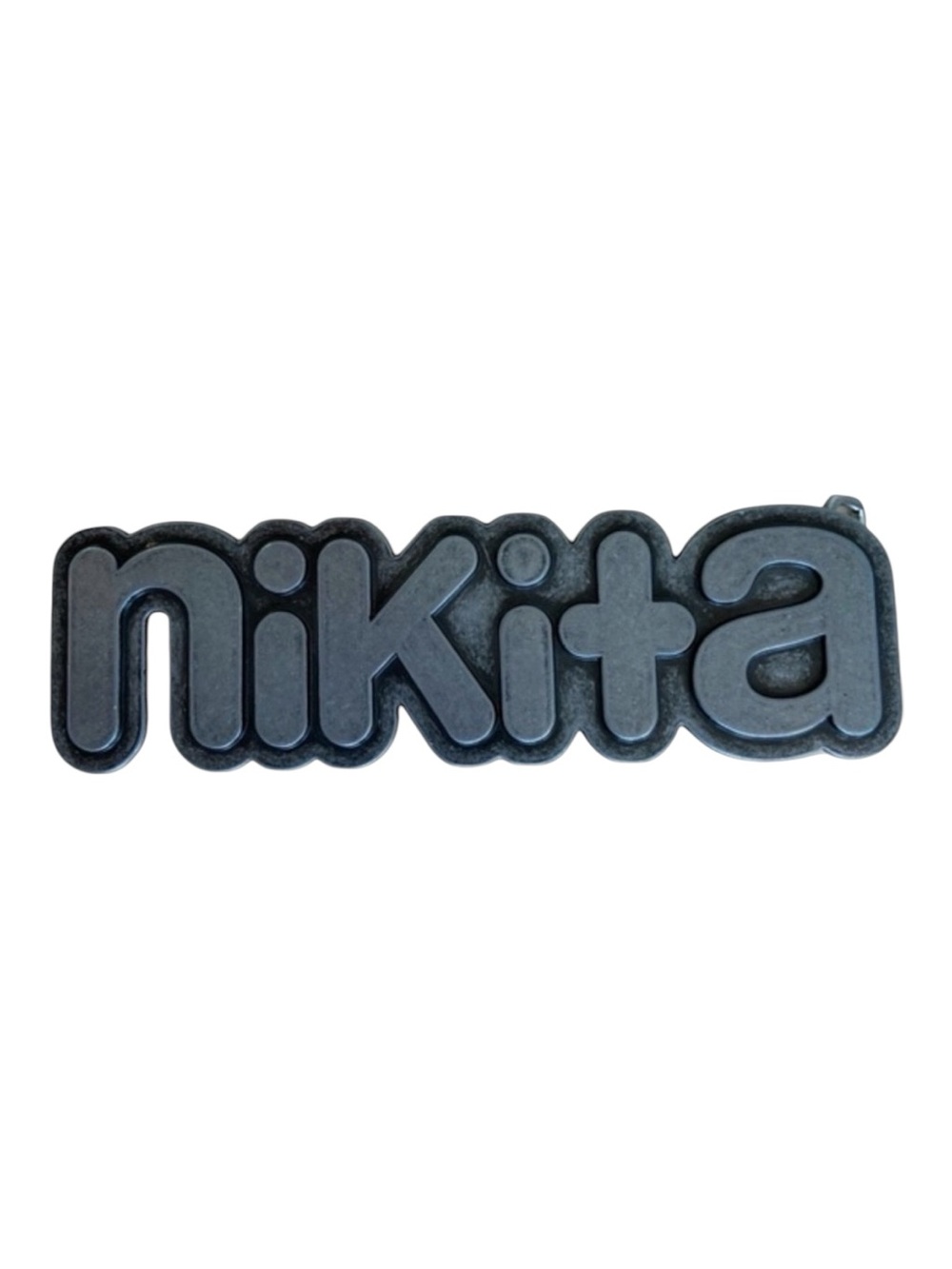Nikita metal belt buckle grey unisex logo movie of the 1990’s sexy